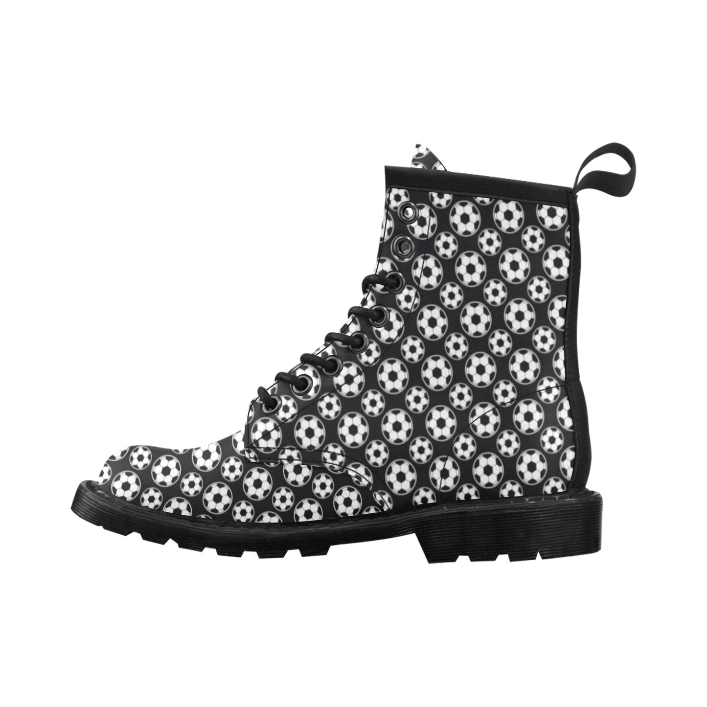 Soccer Ball Black Print Pattern Women's Boots