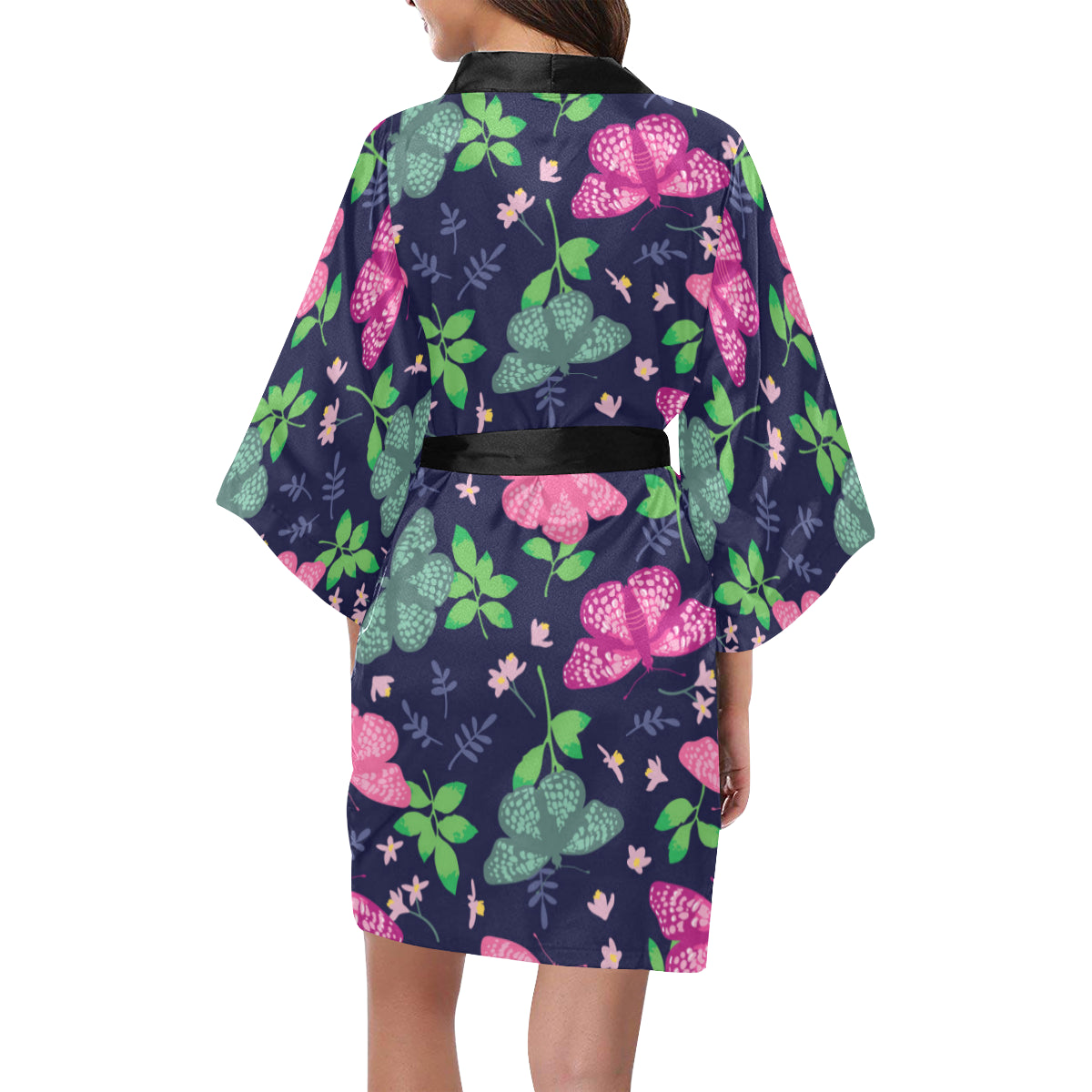 Monarch Butterfly Pattern Print Design 03 Women's Short Kimono