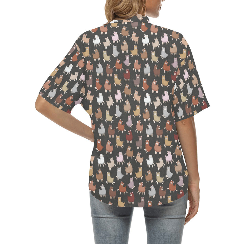 Alpaca Cute Design Themed Print Women's Hawaiian Shirt