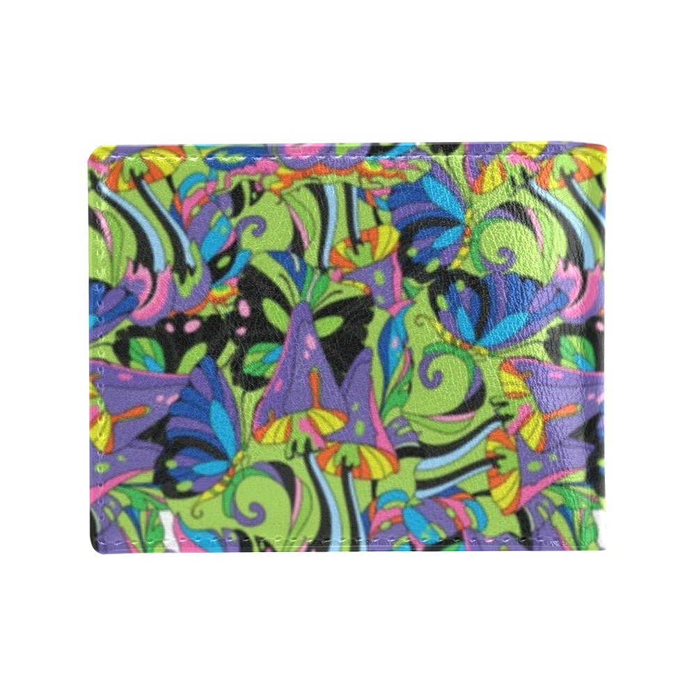 Psychedelic Trippy Mushroom Themed Men's ID Card Wallet