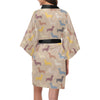 Dachshund Pattern Print Design 03 Women's Short Kimono