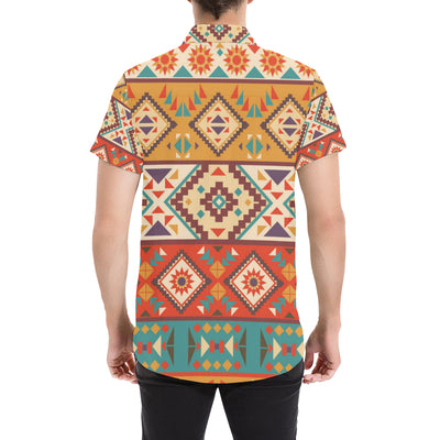 Navajo Pattern Print Design A01 Men's Short Sleeve Button Up Shirt