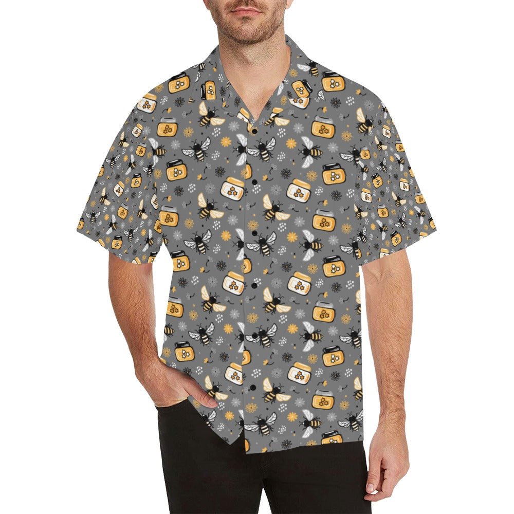 Honey Bee Print Design LKS301 Men's Hawaiian Shirt