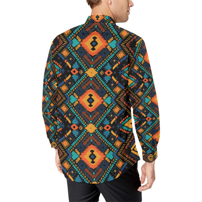Kente Pattern Print Design 04 Men's Long Sleeve Shirt