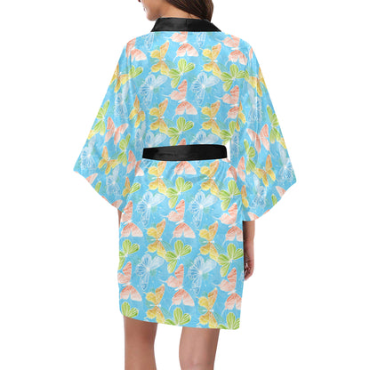 Butterfly Pattern Print Design 05 Women's Short Kimono