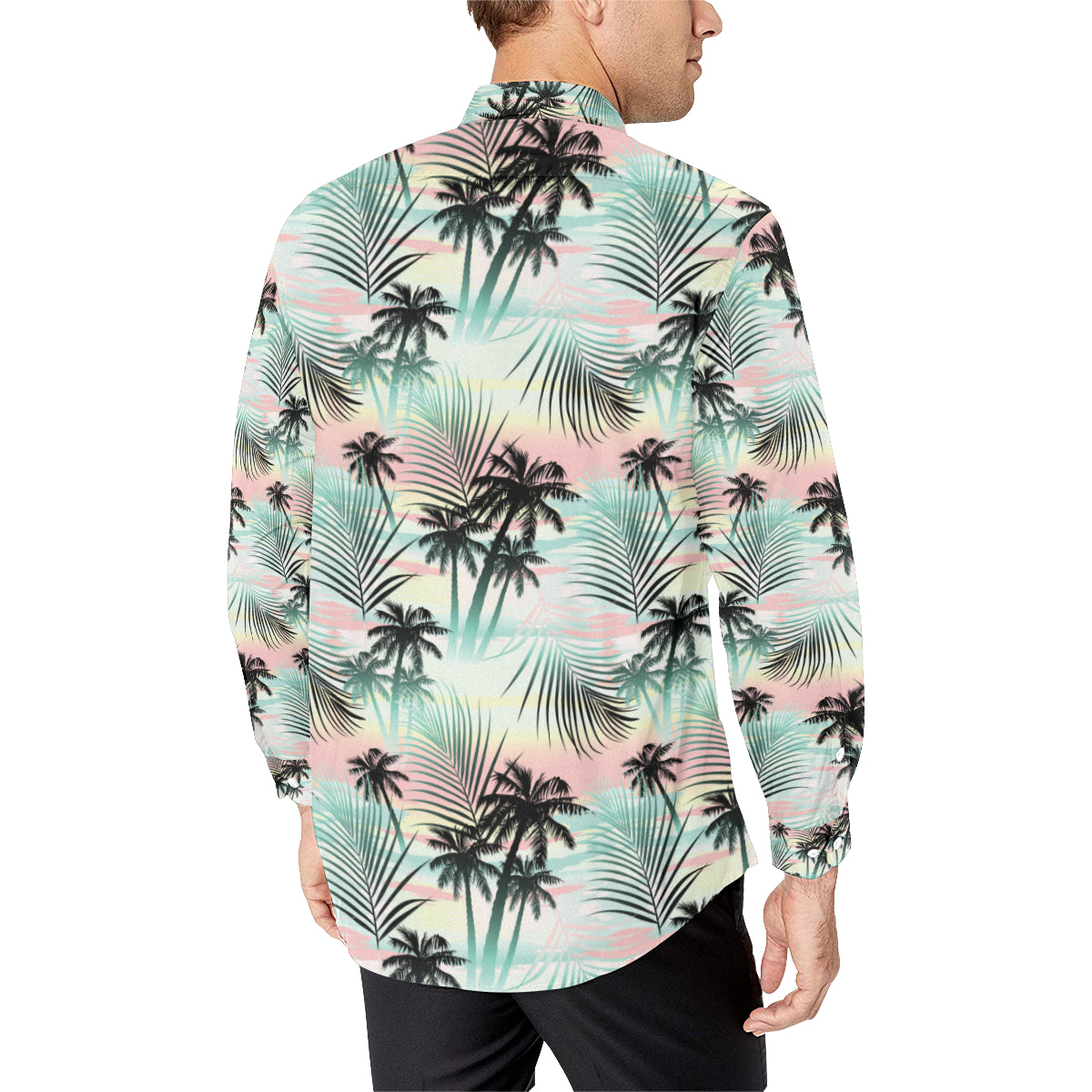 Palm Tree Pattern Print Design A03 Men's Long Sleeve Shirt