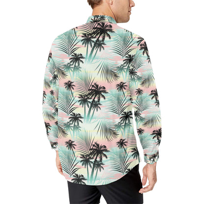 Palm Tree Pattern Print Design A03 Men's Long Sleeve Shirt