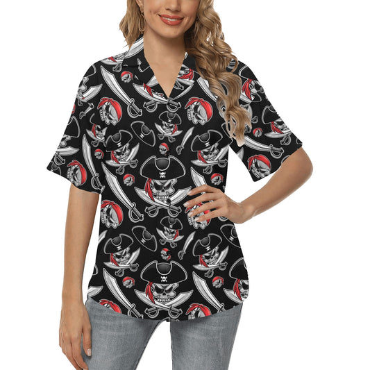 Pirate Pattern Print Design A05 Women's Hawaiian Shirt
