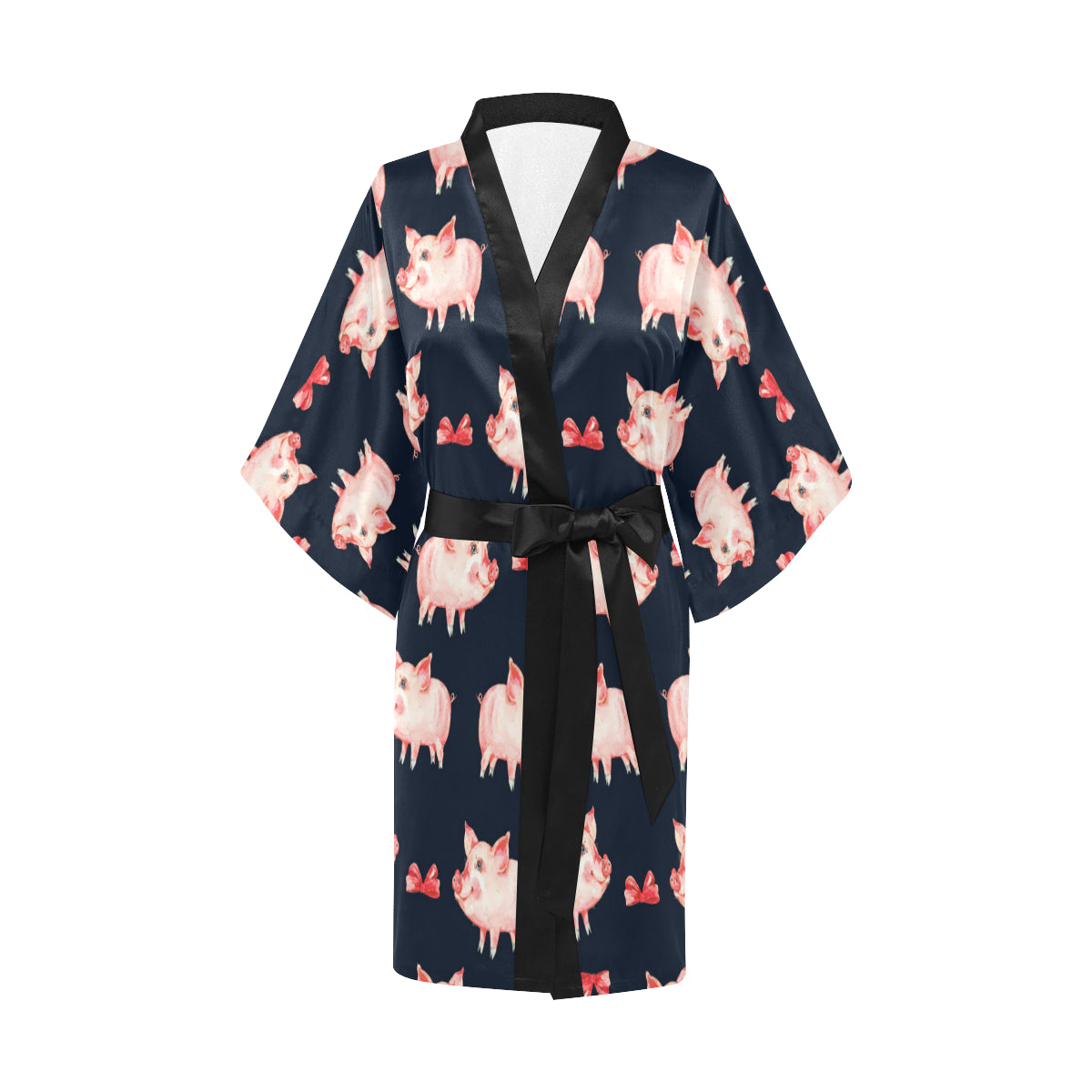 Pig Cute Pattern Print Design 02 Women's Short Kimono