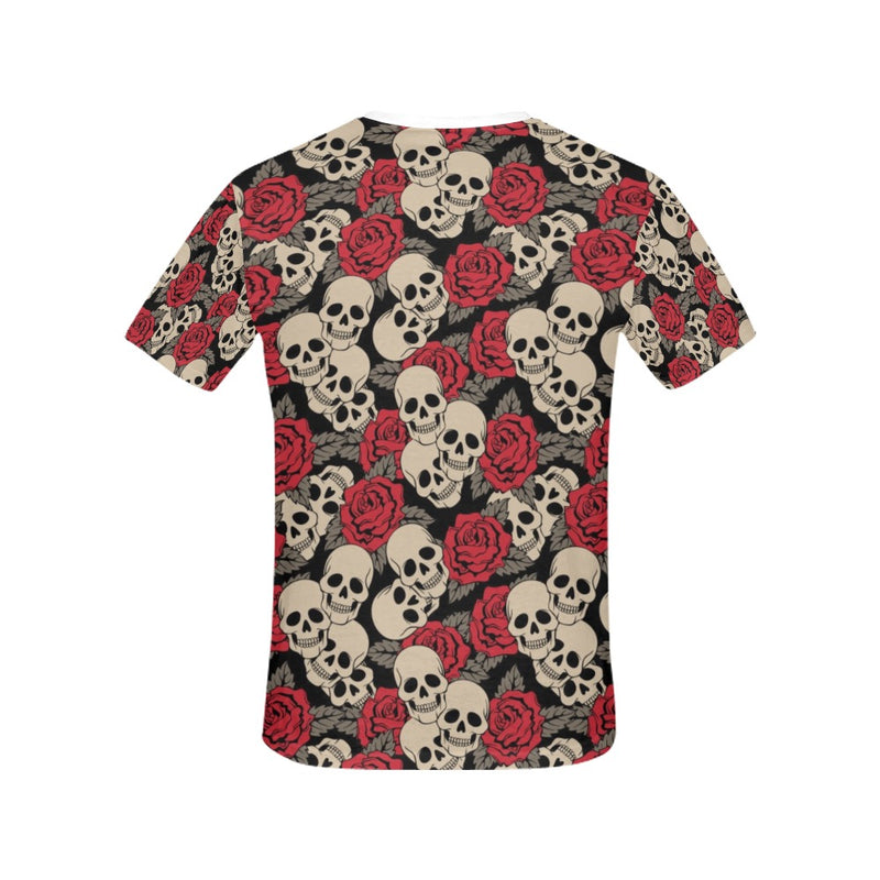 Skull And Roses Print Design LKS301 Women's  T-shirt