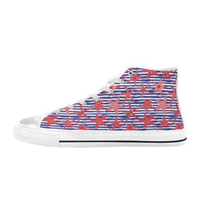 Starfish Print Design LKS401 High Top Women's White Shoes