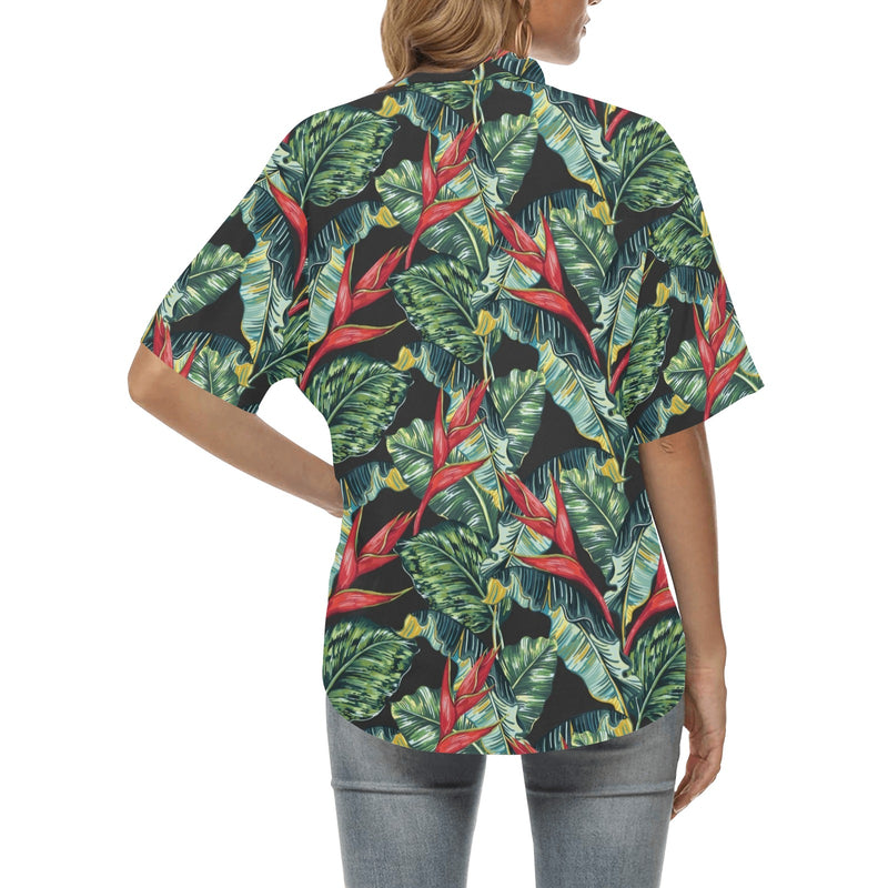 Bird Of Paradise Pattern Print Design BOP06 Women's Hawaiian Shirt