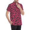 Cheetah Pink Print Pattern Men's Short Sleeve Button Up Shirt