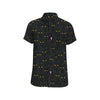 Black Cat Yellow Eyes Print Pattern Men's Short Sleeve Button Up Shirt