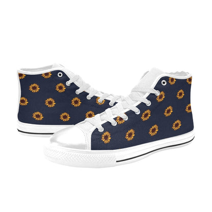 Sunflower Print Design LKS304 High Top Women's White Shoes