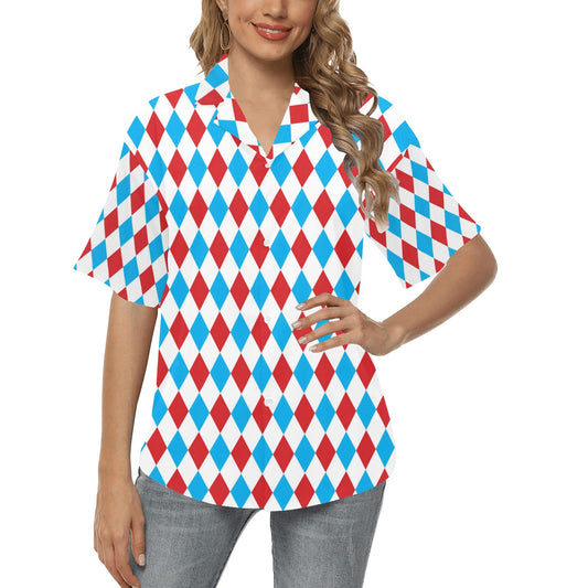 Harlequin Print Design LKS402 Women's Hawaiian Shirt