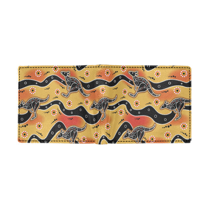 Kangaroos Aboriginal  Pattern Print Design 06 Men's ID Card Wallet