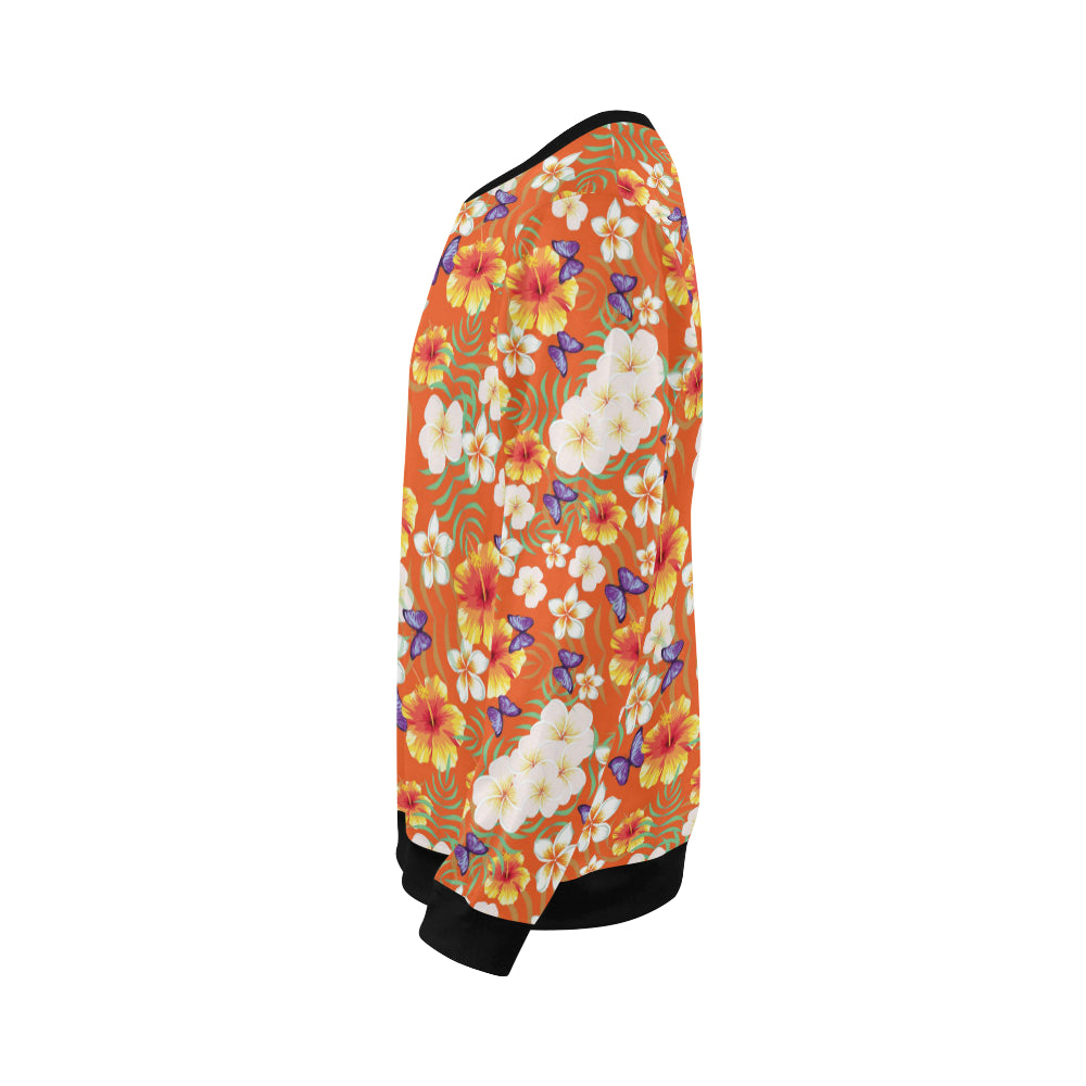 Tropical Flower Pattern Print Design TF027 Men Long Sleeve Sweatshirt