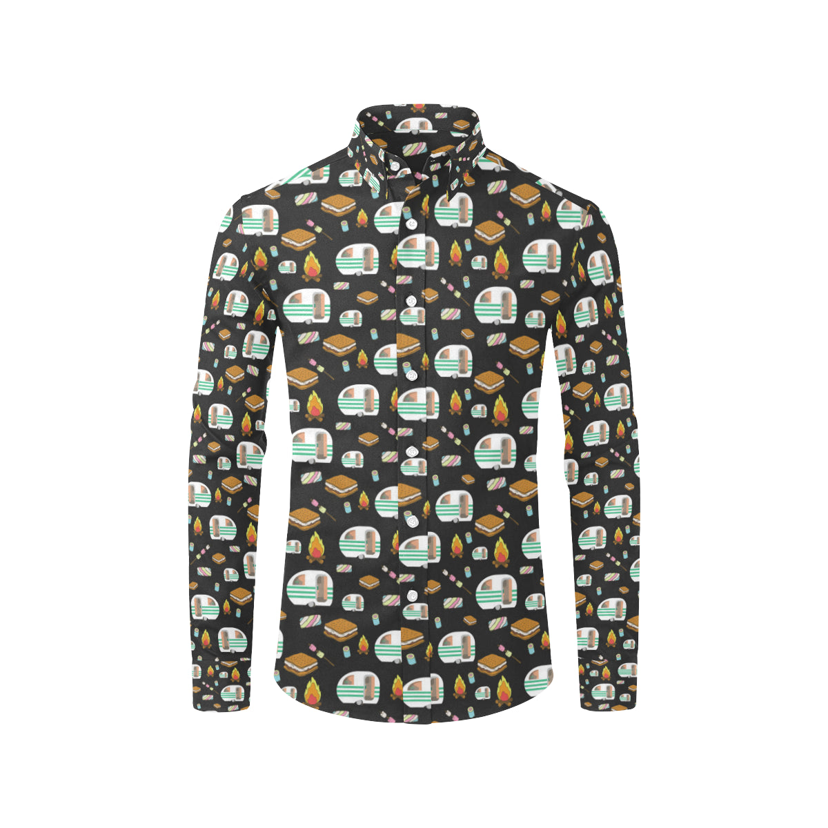 Camper marshmallow Camping Design Print Men's Long Sleeve Shirt