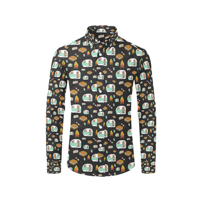 Camper marshmallow Camping Design Print Men's Long Sleeve Shirt