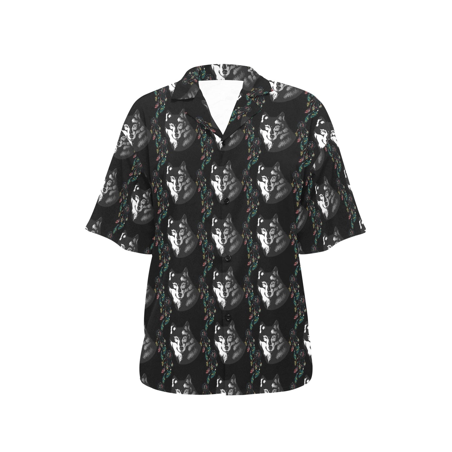 Wolf Black Dream Catcher Design Print Women's Hawaiian Shirt