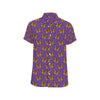 Monarch Butterfly Purple Print Pattern Men's Short Sleeve Button Up Shirt