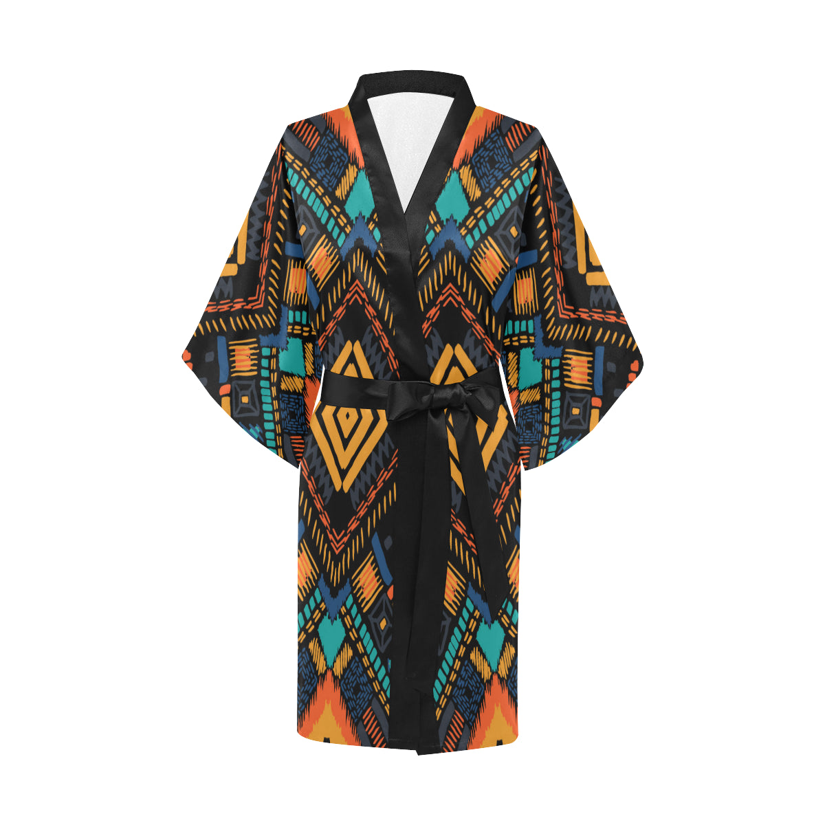 Kente Pattern Print Design 05 Women's Short Kimono