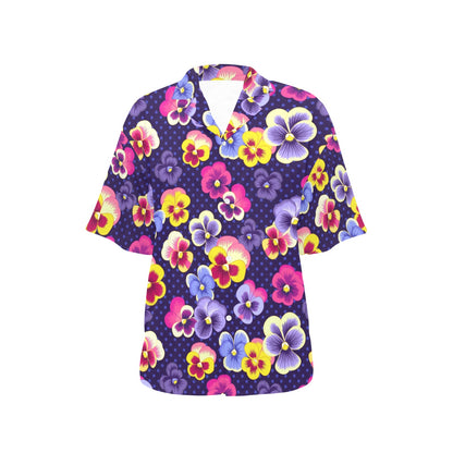 Pansy Pattern Print Design PS04 Women's Hawaiian Shirt