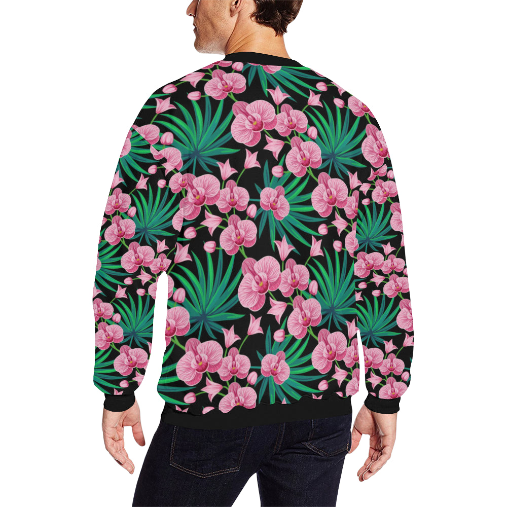 Orchid Pink Pattern Print Design OR06 Men Long Sleeve Sweatshirt