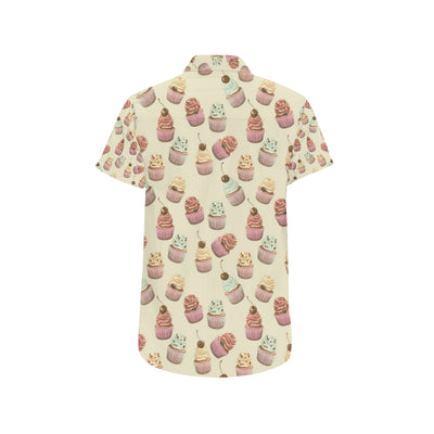 Cupcake Pattern Print Design 04 Men's Short Sleeve Button Up Shirt