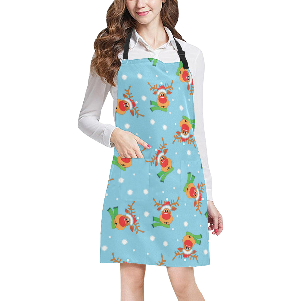 Reindeer cute Pattern Print Design 02 Apron with Pocket