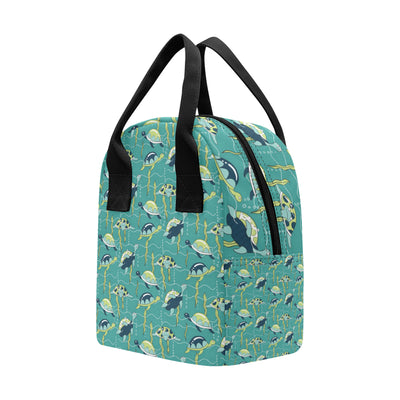 Sea Turtle Pattern Print Design T08 Insulated Lunch Bag