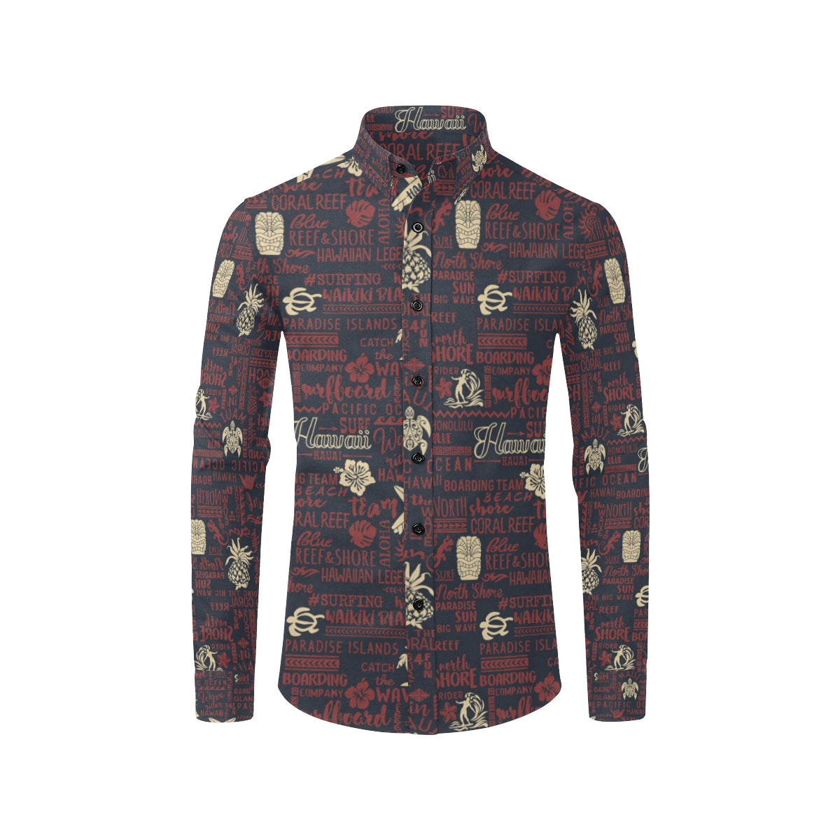 Hawaiian Themed Pattern Print Design H017 Men's Long Sleeve Shirt