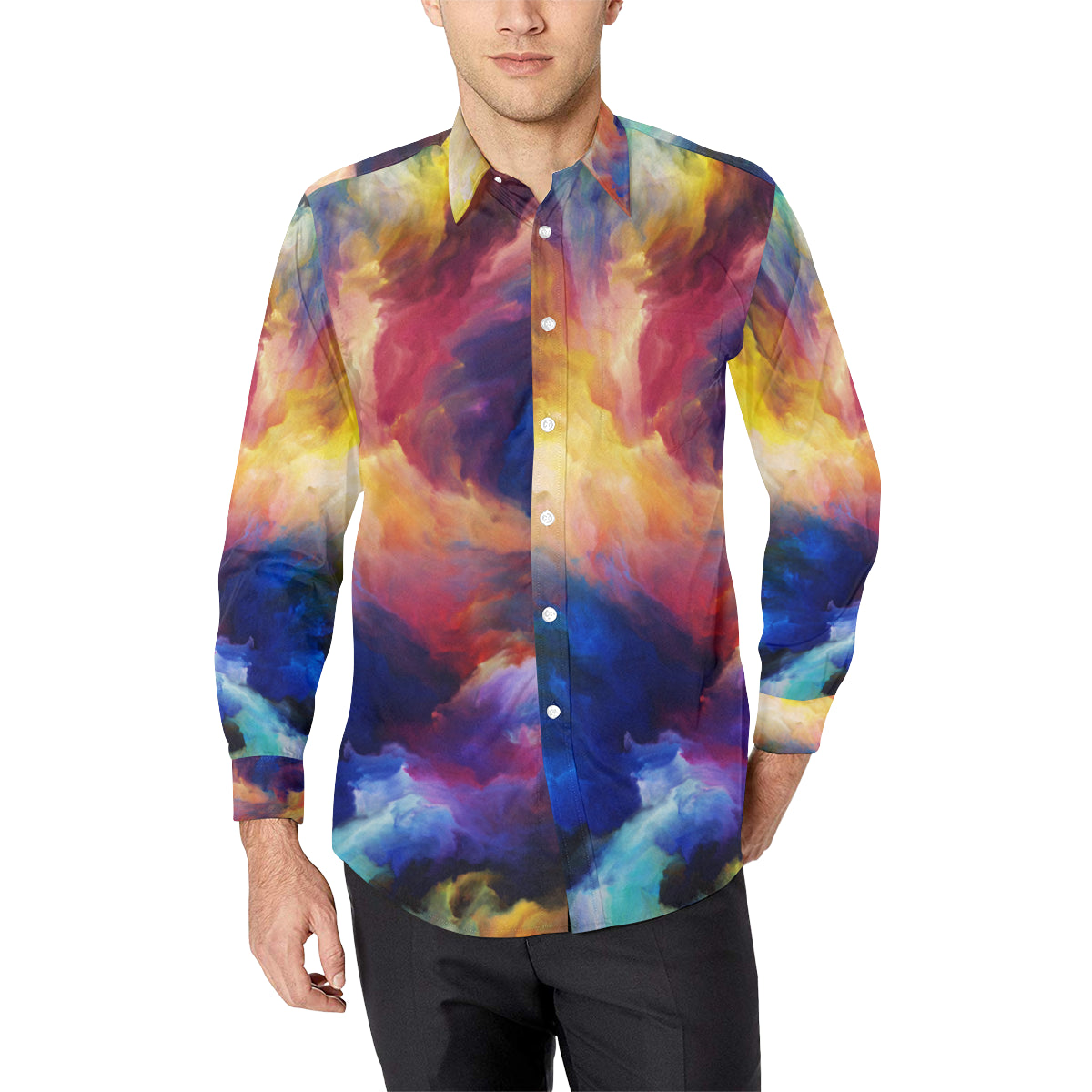 Vortex Twist Swirl Water Color Design Men's Long Sleeve Shirt