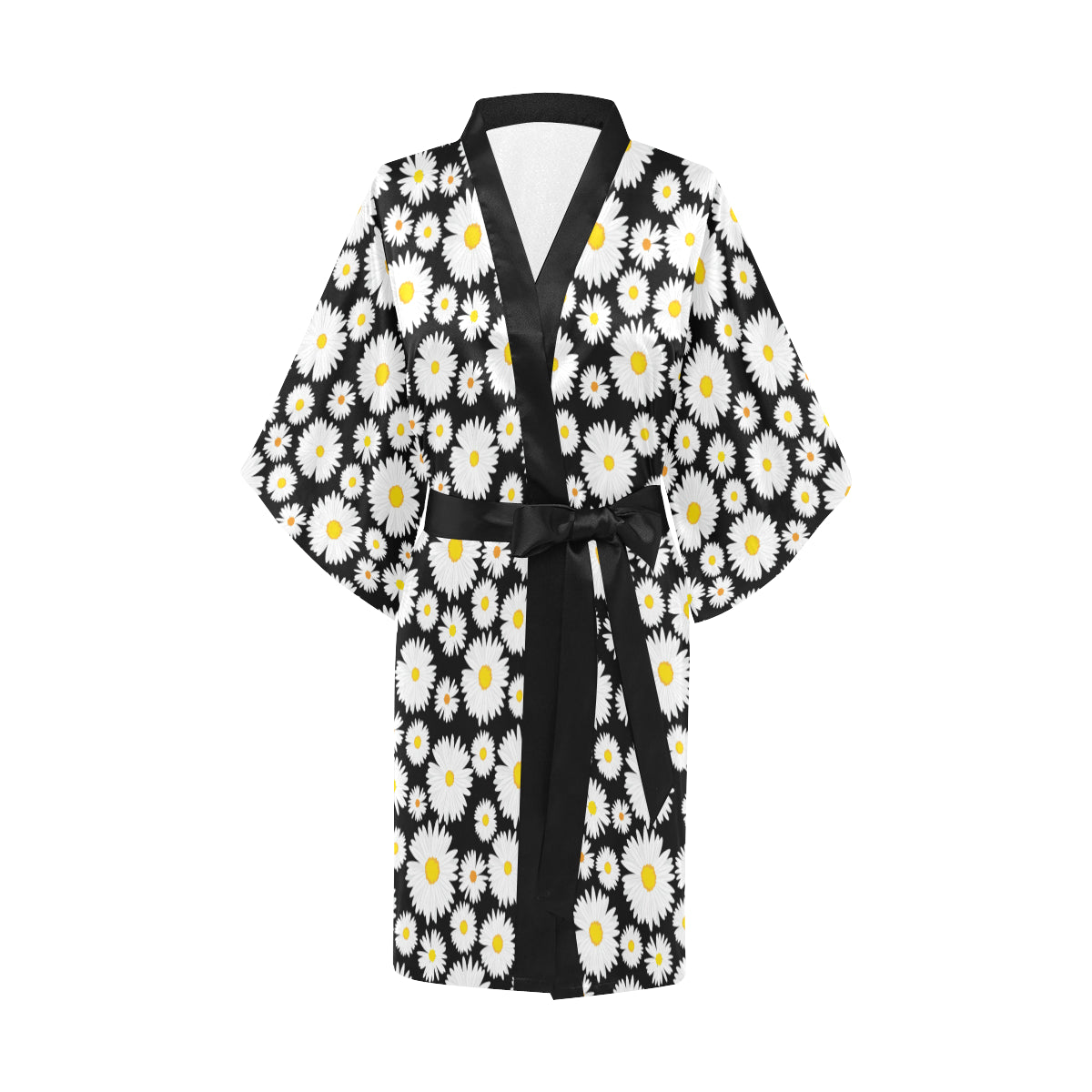 Daisy Pattern Print Design 01 Women's Short Kimono