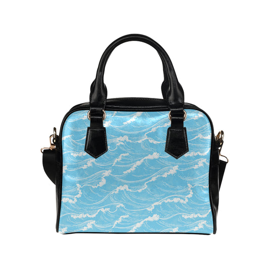 Ocean Wave Pattern Print Design A01 Shoulder Handbag