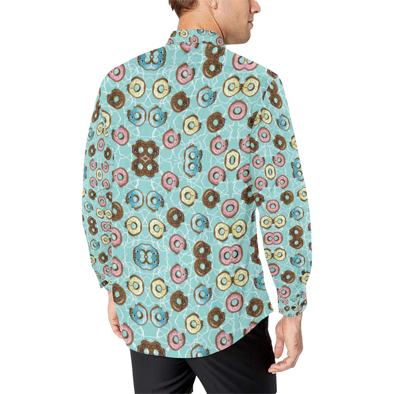 Emoji Donut Print Pattern Men's Long Sleeve Shirt