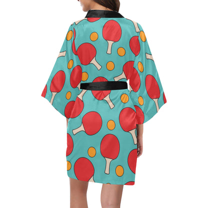 Ping Pong Pattern Print Design A01 Women's Short Kimono