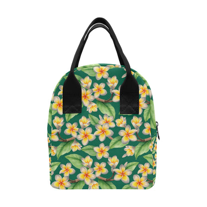 Plumeria Pattern Print Design PM07 Insulated Lunch Bag