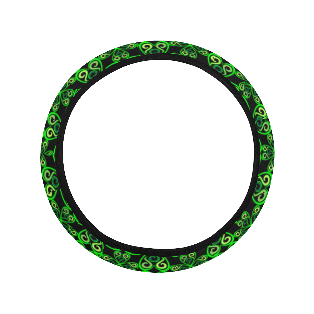 Celtic Green Neon Design Steering Wheel Cover with Elastic Edge