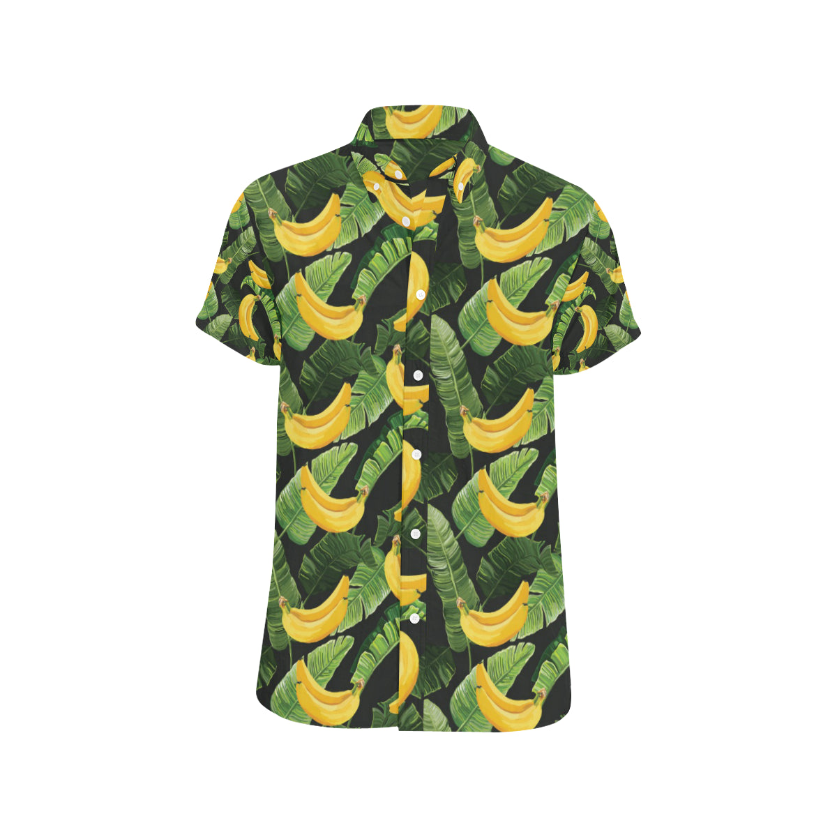 Banana Pattern Print Design BA01 Men's Short Sleeve Button Up Shirt