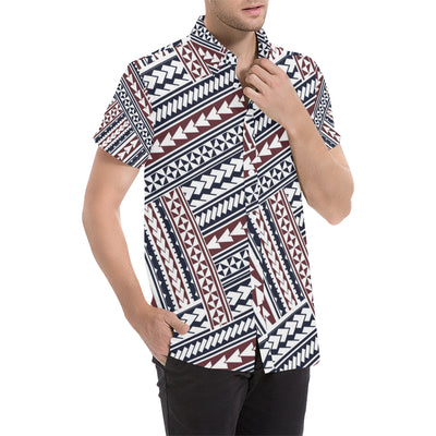 Polynesian Tribal line Men's Short Sleeve Button Up Shirt