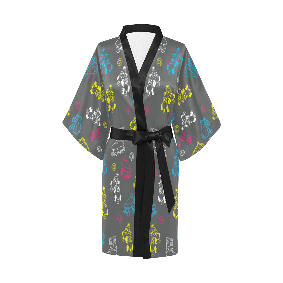 Roller skate Pattern Print Design A02 Women's Short Kimono