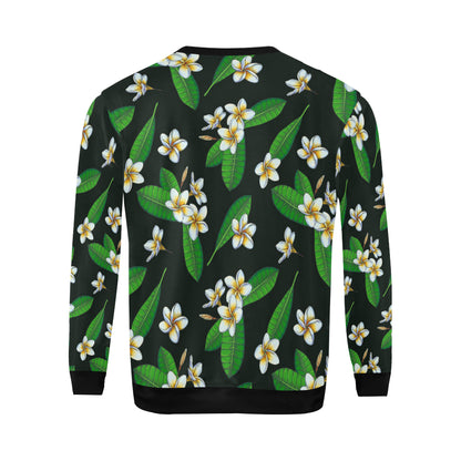 White Plumeria Pattern Print Design PM023 Men Long Sleeve Sweatshirt