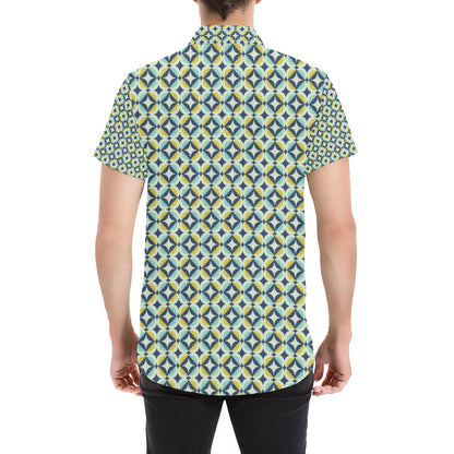 Swedish Design Pattern Men's Short Sleeve Button Up Shirt