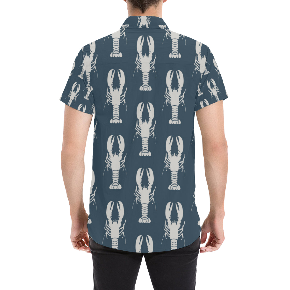 Lobster Pattern Print Design 02 Men's Short Sleeve Button Up Shirt
