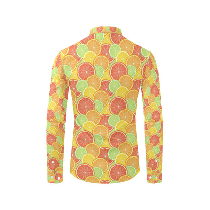 Grapefruit Pattern Print Design GF01 Men's Long Sleeve Shirt