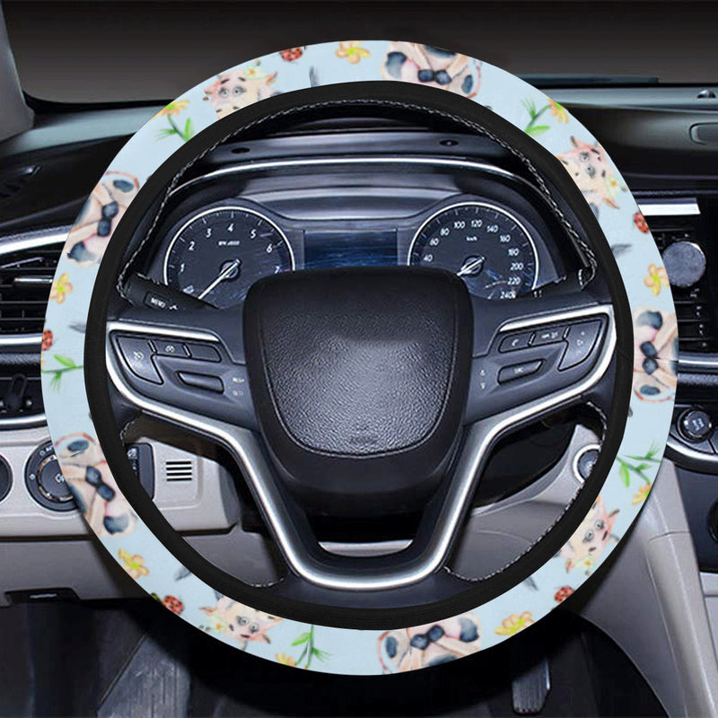 Cow Happy Pattern Print Design 05 Steering Wheel Cover with Elastic Edge