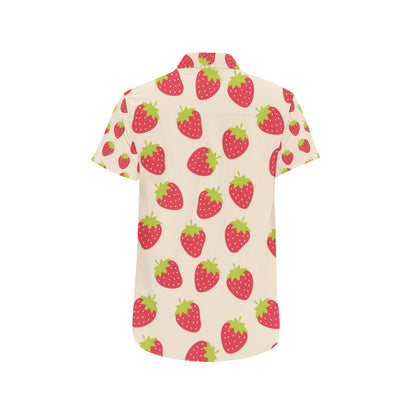 Strawberry Pattern Print Design SB02 Men's Short Sleeve Button Up Shirt