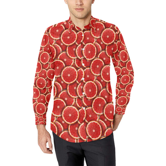 Grapefruit Pattern Print Design GF05 Men's Long Sleeve Shirt